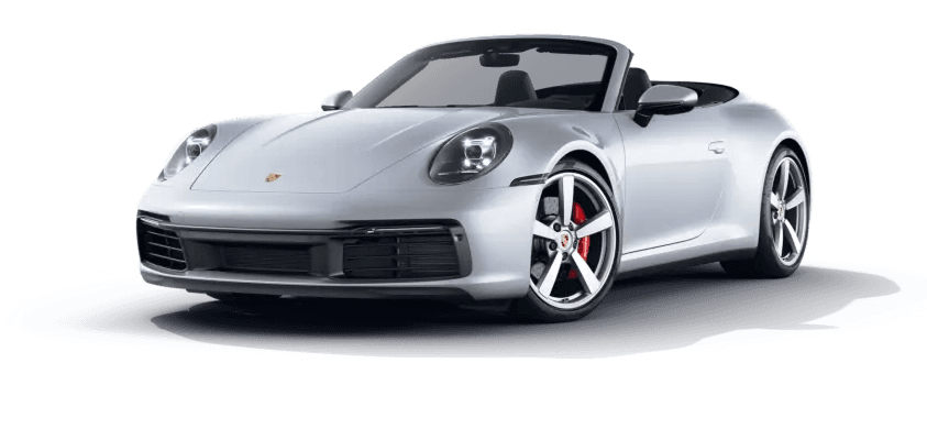 Silver Porsche convertible